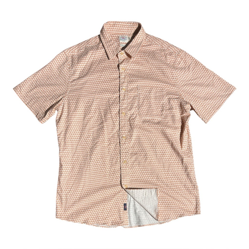 Faherty Playa Button Down Shirt Waves Orange - image 1